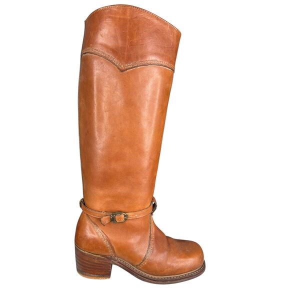 Vintage 70’s Bort Carleton Women Brown Leather Campus Boots Size US 7 - Picture 1 of 13